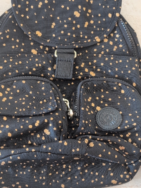 Kipling Black Golden Night Mini Backpack with Gold Speckle